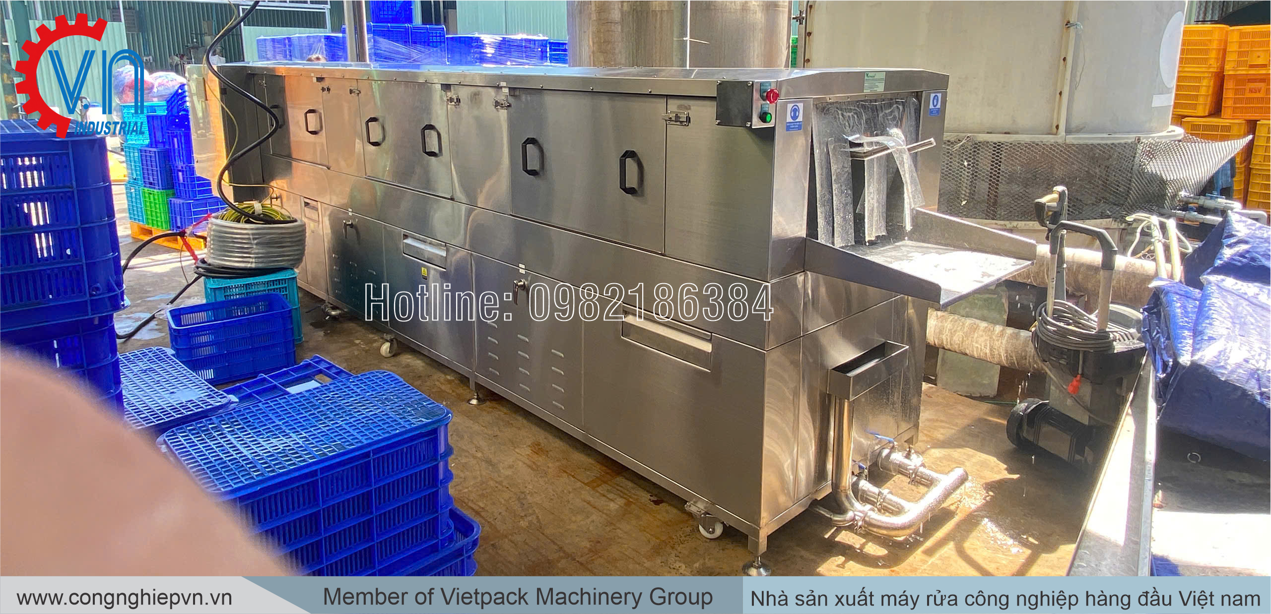 Lắp đặt máy rửa khay tại Nhà máy sản xuất Trái cây lớn khu vực Miền Tây